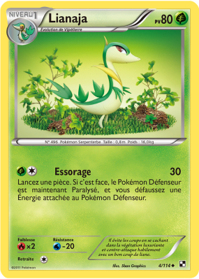 Carte Pokémon Lianaja 4/114 Peu commune Noir & Blanc (JCC)
