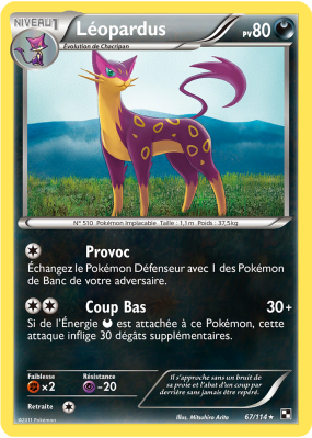 Carte Pokémon Léopardus 67/114 Rare Noir & Blanc (JCC)