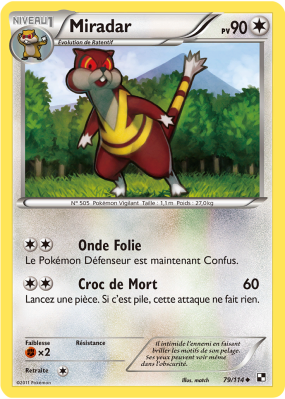 Carte Pokémon Miradar 79/114 Peu commune Noir & Blanc (JCC)