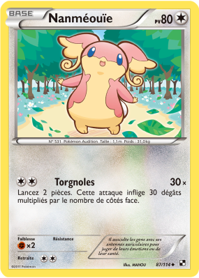 Carte Pokémon Nanméouïe 87/114 Peu commune Noir & Blanc (JCC)