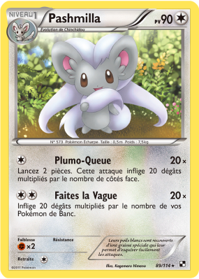 Carte Pokémon Pashmilla 89/114 Rare Noir & Blanc (JCC)