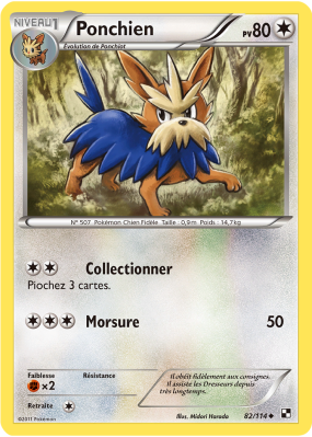 Carte Pokémon Ponchien 82/114 Peu commune Noir & Blanc (JCC)