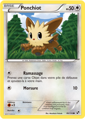 Carte Pokémon Ponchiot 80/114 Commune Noir & Blanc (JCC)