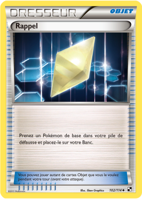 Carte Pokémon Rappel 102/114 Peu commune Noir & Blanc (JCC)