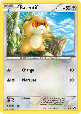 Carte Pokémon Ratentif 77/114 Commune Noir & Blanc (JCC)