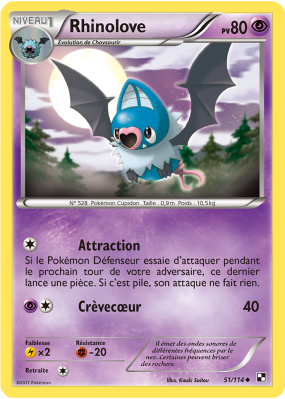 Carte Pokémon Rhinolove 51/114 Peu commune Noir & Blanc (JCC)