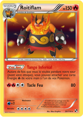 Carte Pokémon Roitiflam 20/114 Holographique Noir & Blanc (JCC)