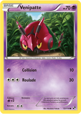 Carte Pokémon Venipatte 52/114 Commune Noir & Blanc (JCC)