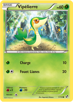 Carte Pokémon Vipélierre 1/114 Commune Noir & Blanc (JCC)