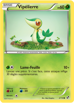Carte Pokémon Vipélierre 2/114 Commune Noir & Blanc (JCC)