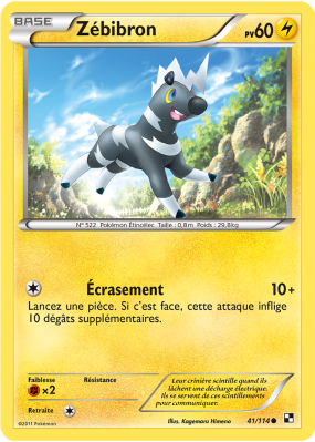 Carte Pokémon Zébibron 41/114 Commune Noir & Blanc (JCC)