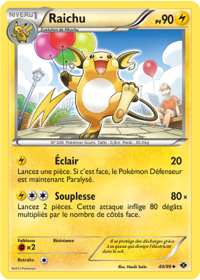 Carte Pokémon Raichu 40/99 Peu commune Destinées Futures