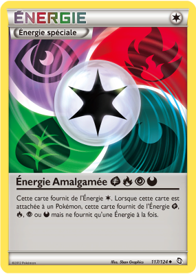 Carte Pokémon Énergie Amalgamée Plante Feu Psy Obscurité 117/124 Peu commune Dragons Exaltés