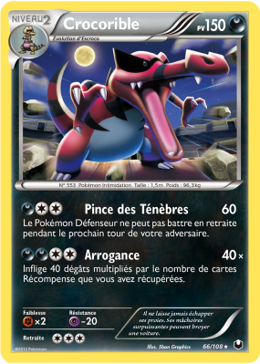 Carte Pokémon Crocorible 66/108 Holographique Explorateurs Obscurs