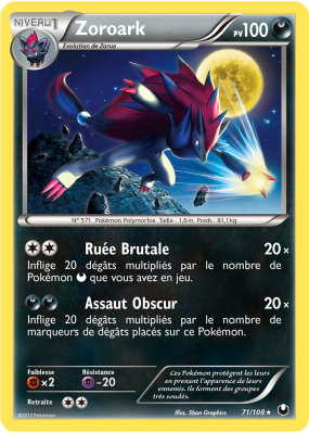 Carte Pokémon Zoroark 71/108 Rare Explorateurs Obscurs