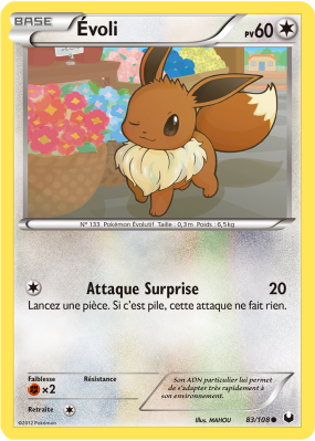 Carte Pokémon Évoli 83/108 Commune Explorateurs Obscurs