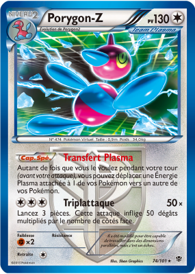Carte Pokémon Porygon-Z 74/101 Holographique Explosion Plasma