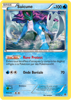 Carte Pokémon Suicune 20/101 Rare Explosion Plasma
