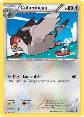 Carte Pokémon Colombeau 124/149 Peu commune Frontières Franchies