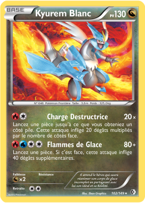 Carte Pokémon Kyurem Blanc 102/149 Rare Frontières Franchies