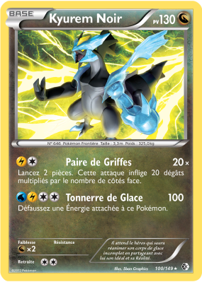 Carte Pokémon Kyurem Noir 100/149 Rare Frontières Franchies