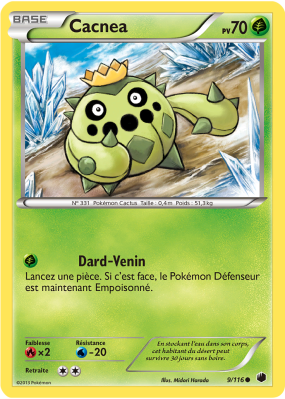 Carte Pokémon Cacnea 9/116 Commune Glaciation Plasma