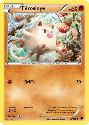 Carte Pokémon Férosinge 59/116 Commune Glaciation Plasma