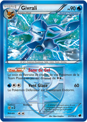 Carte Pokémon Givrali 23/116 Rare Glaciation Plasma