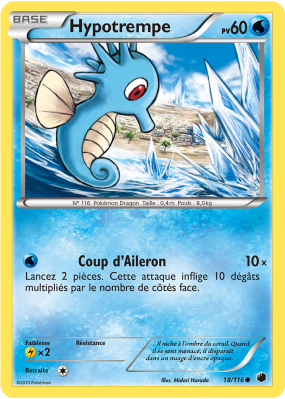 Carte Pokémon Hypotrempe 18/116 Commune Glaciation Plasma