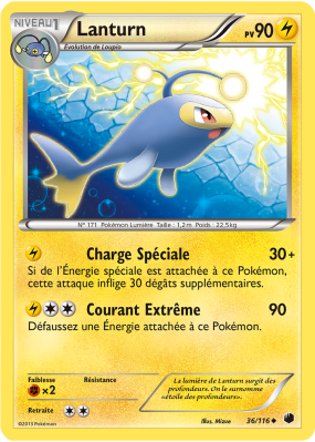 Carte Pokémon Lanturn 36/116 Peu commune Glaciation Plasma