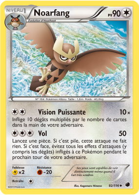 Carte Pokémon Noarfang 92/116 Peu commune Glaciation Plasma
