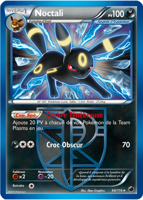 Carte Pokémon Noctali 64/116 Holographique Glaciation Plasma