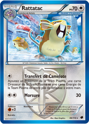 Carte Pokémon Rattatac 88/116 Rare Glaciation Plasma