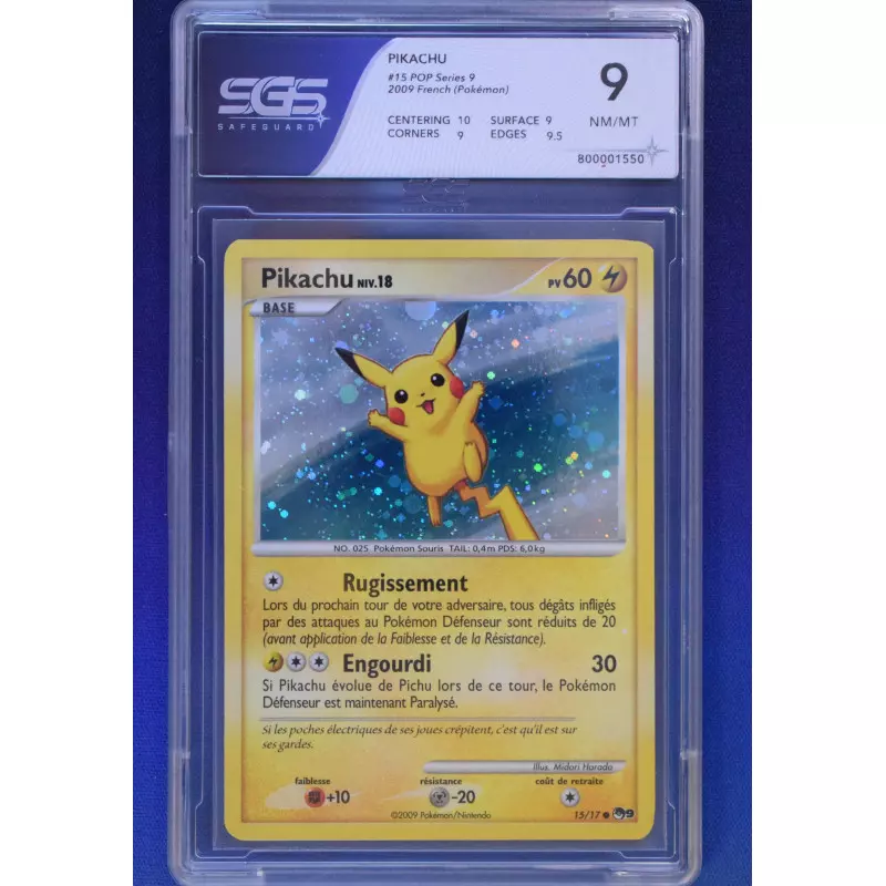 Carte Gradée Pikachu N°15 POP - POP 9 (800001550) Recto