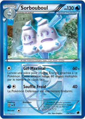 Carte Pokémon Sorbouboul 29/116 Rare Glaciation Plasma