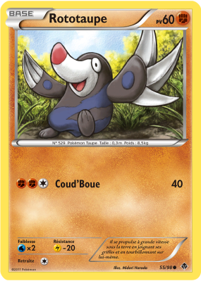 Carte Pokémon Rototaupe 55/98 Commune Pouvoirs Émergents