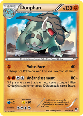 Carte Pokémon Donphan 72/135 Peu commune Tempête Plasma