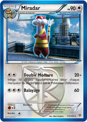 Carte Pokémon Miradar 113/135 Rare Tempête Plasma
