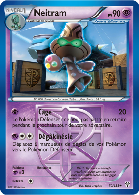 Carte Pokémon Neitram 70/135 Rare Tempête Plasma