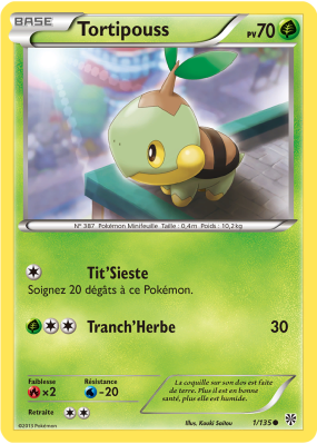 Carte Pokémon Tortipouss 1/135 Commune Tempête Plasma