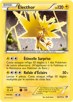 Carte Pokémon Électhor 46/113 Holographique Trésors Légendaires
