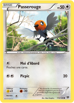 Carte Pokémon Passerouge 113/146 Commune XY (JCC)