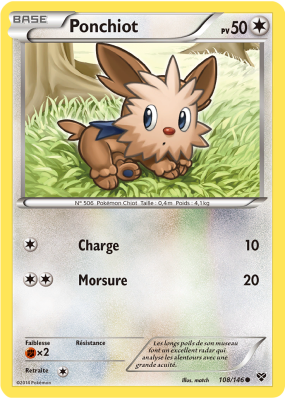 Carte Pokémon Ponchiot 108/146 Commune XY (JCC)