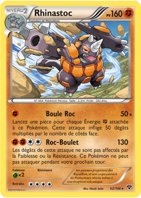 Carte Pokémon Rhinastoc 62/146 Holographique XY (JCC)