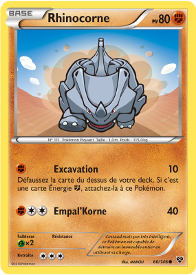 Carte Pokémon Rhinocorne 60/146 Commune XY (JCC)