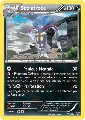 Carte Pokémon Sepiatroce 77/146 Rare XY (JCC)