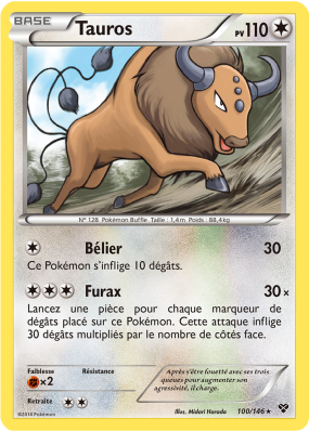 Carte Pokémon Tauros 100/146 Rare XY (JCC)
