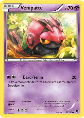 Carte Pokémon Venipatte 51/146 Commune XY (JCC)