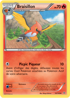 Carte Pokémon Braisillon 14/108 Peu commune Ciel Rugissant