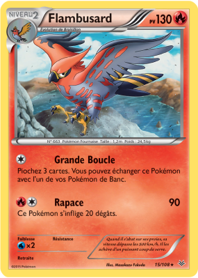 Carte Pokémon Flambusard 15/108 Rare Ciel Rugissant